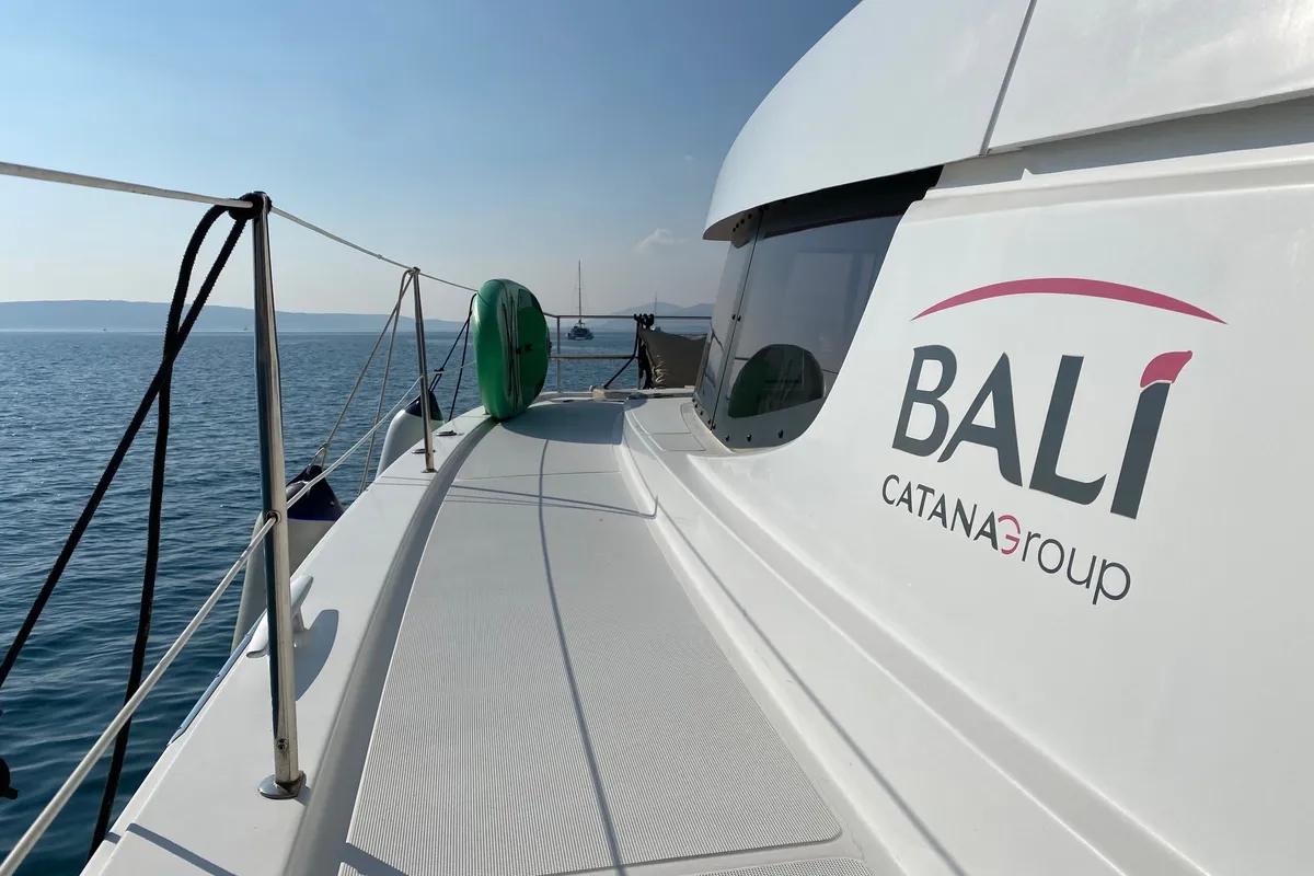 Exterior view of Baša, a Bali 4.8 catamaran at Grad Kaštela, Croatia