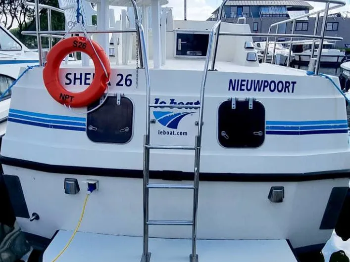 Exterior view of Sheba, a Cygnet Sheba motorboat at Nieuwpoort, Belgium