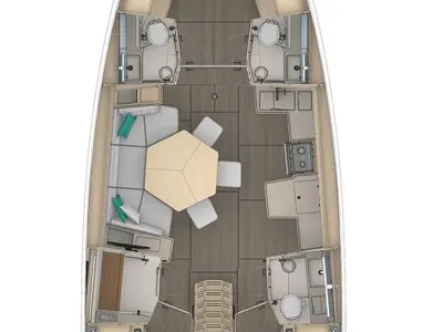 Floor plan of Payidar, a Dufour 44 sailboat at Marmaris, Turkey