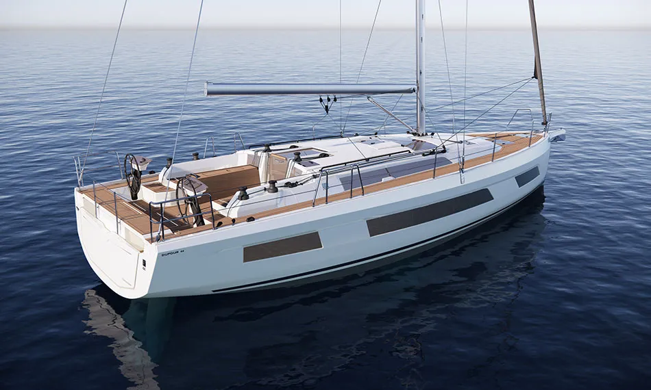Exterior view of Payidar, a Dufour 44 sailboat at Marmaris, Turkey