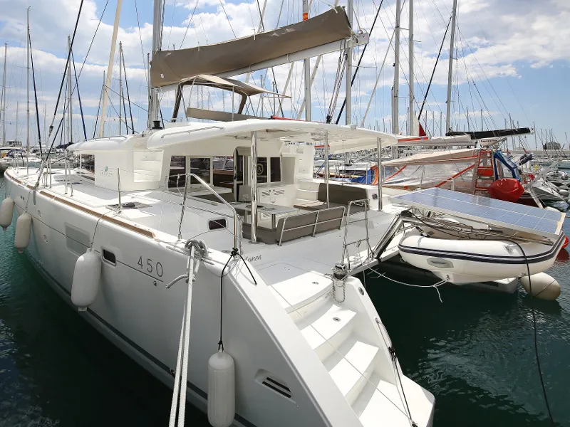Exterior view of LADIES&GENTLEMEN, a Lagoon 450 Fly catamaran at Općina Sukošan, Croatia
