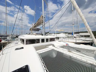Deck of LADIES&GENTLEMEN, a Lagoon 450 Fly catamaran at Općina Sukošan, Croatia