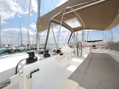Cockpit of LADIES&GENTLEMEN, a Lagoon 450 Fly catamaran at Općina Sukošan, Croatia