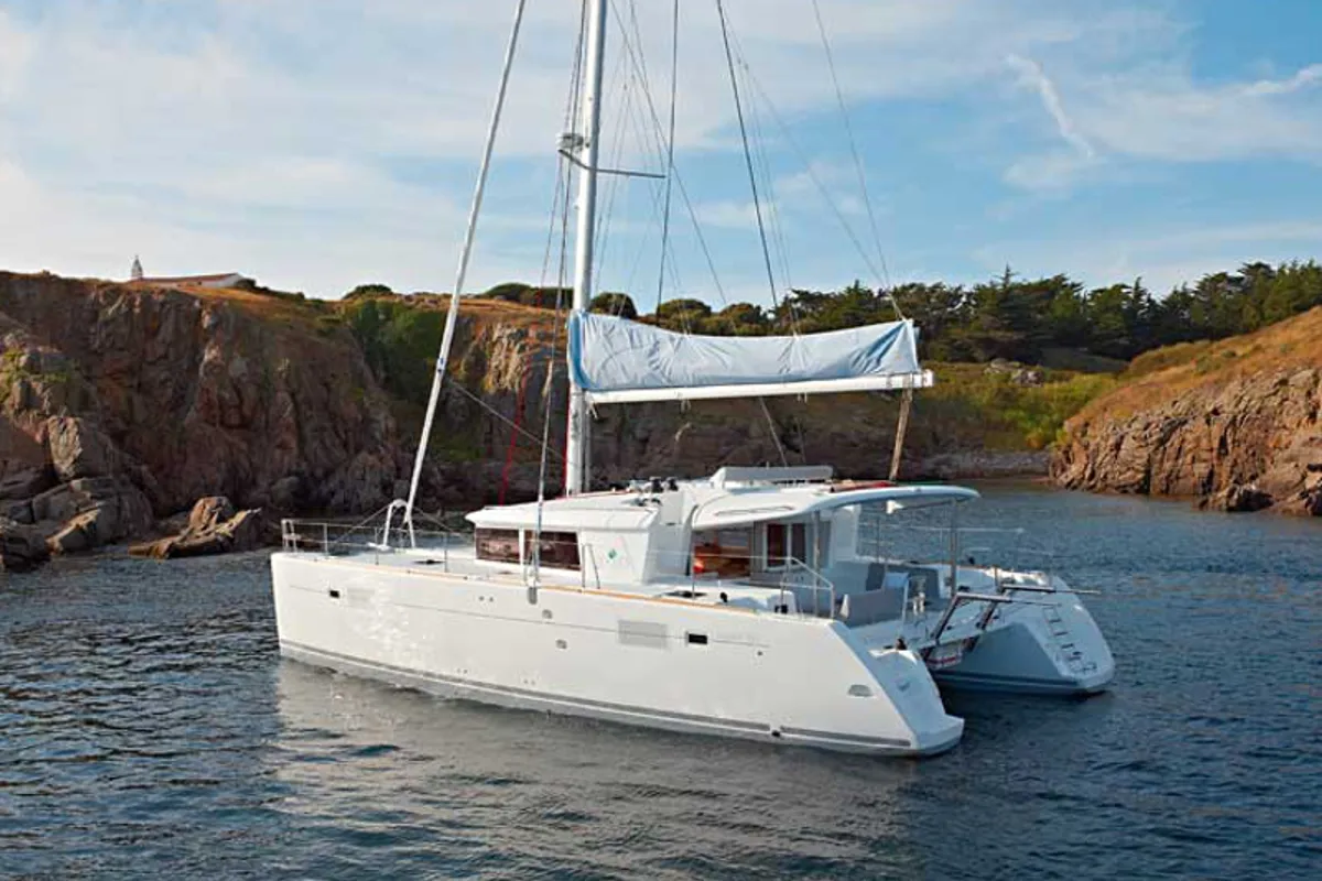 Exterior view of LADIES&GENTLEMEN, a Lagoon 450 Fly catamaran at Općina Sukošan, Croatia