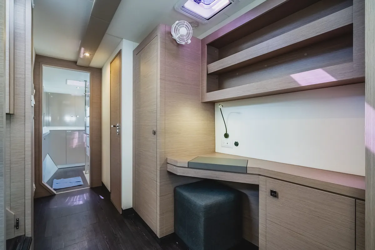 Cabin on Pegasus, a Fountaine Pajot Astrea 42 catamaran at Road Town, British Virgin Islands