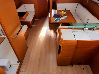 Galley of Kalli Zoi II, a Jeanneau Sun Odyssey 449 sailboat at Benitses, Greece