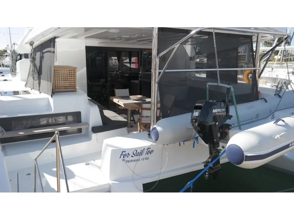 For Sail Too, a Lagoon 50 catamaran at Parikia, Greece