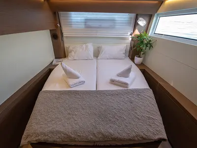 Cabin on For Sail Too, a Lagoon 50 catamaran at Parikia, Greece