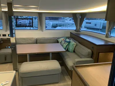 Salon of Nohea Holokai, a Lagoon 46 catamaran at Road Town, British Virgin Islands