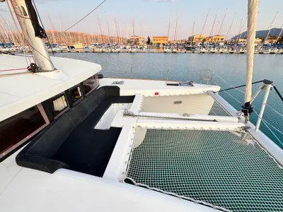 Deck of Saga, a Lagoon 450 Sport catamaran at Municipal Unit of Lefkada, Greece