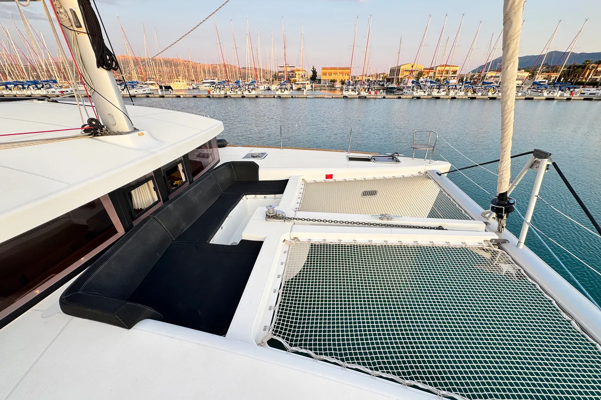 Deck of Saga, a Lagoon 450 Sport catamaran at Municipal Unit of Lefkada, Greece