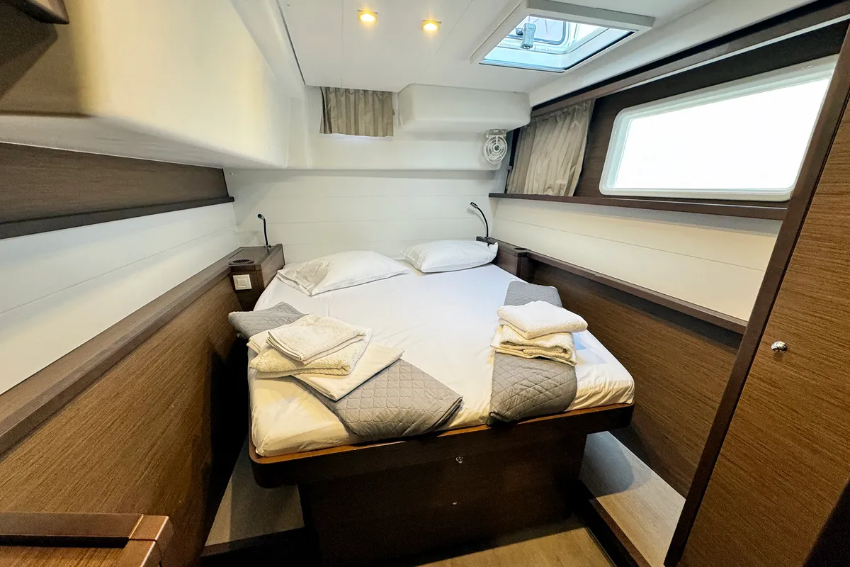 Cabin on Saga, a Lagoon 450 Sport catamaran at Municipal Unit of Lefkada, Greece