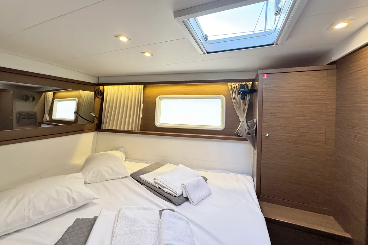 Cabin on Saga, a Lagoon 450 Sport catamaran at Municipal Unit of Lefkada, Greece