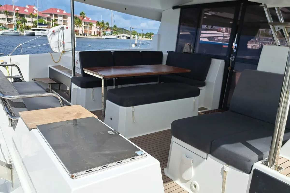 MARGUERITE, a Fountaine Pajot Astréa 42 catamaran at Propriano, France