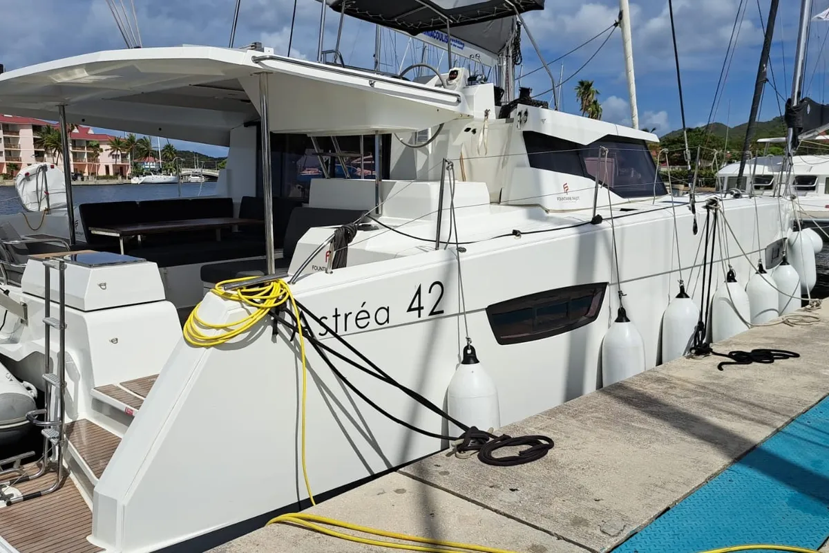 MARGUERITE, a Fountaine Pajot Astréa 42 catamaran at Propriano, France