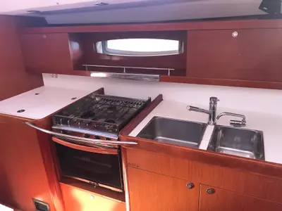 Galley of Spica, a Beneteau Oceanis 50 Family sailboat at Olbia, Italy