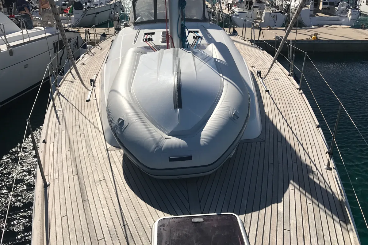 Exterior view of Spica, a Beneteau Oceanis 50 Family sailboat at Olbia, Italy