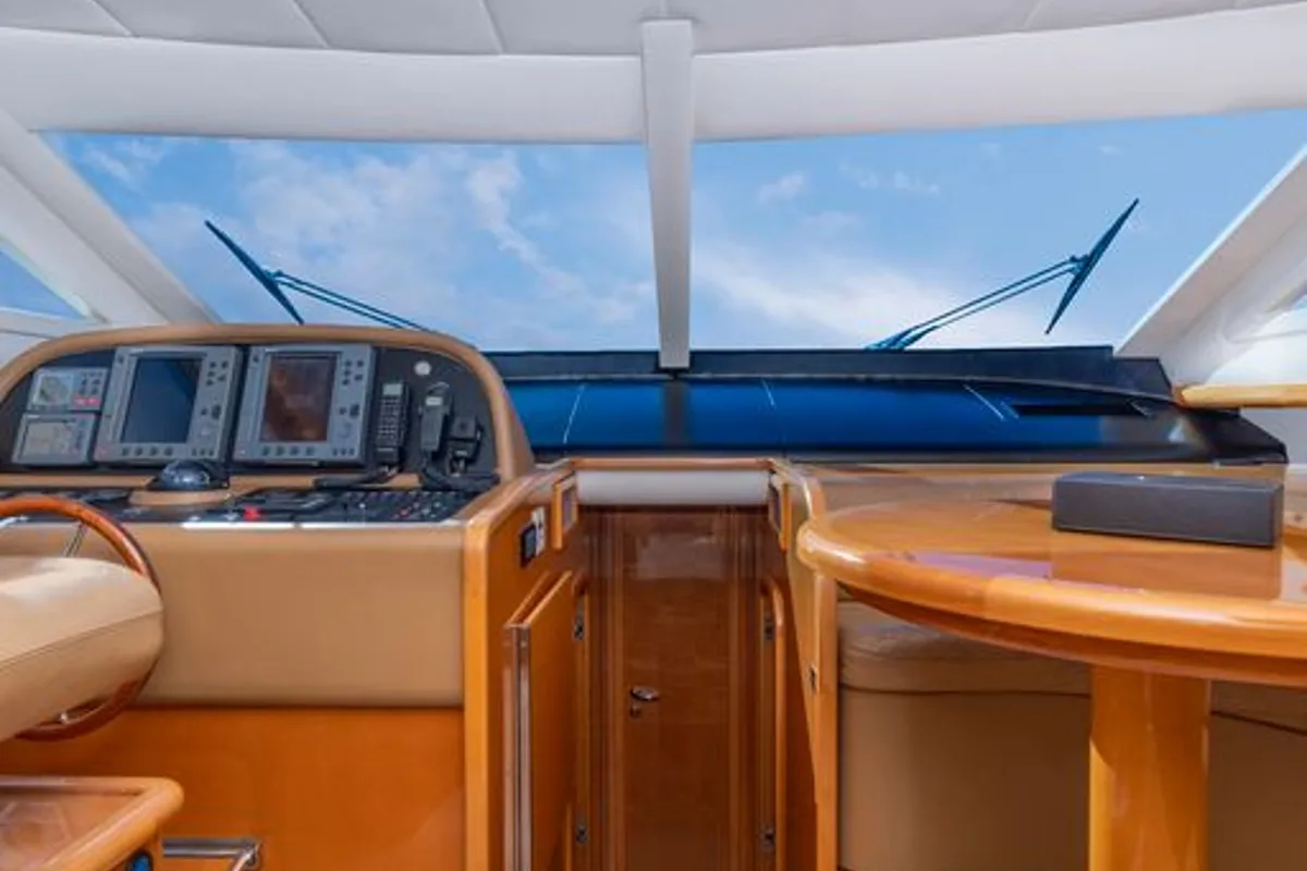 Cockpit of C&A, a Uniesse 55 motorboat at Τροκαντερό, Greece
