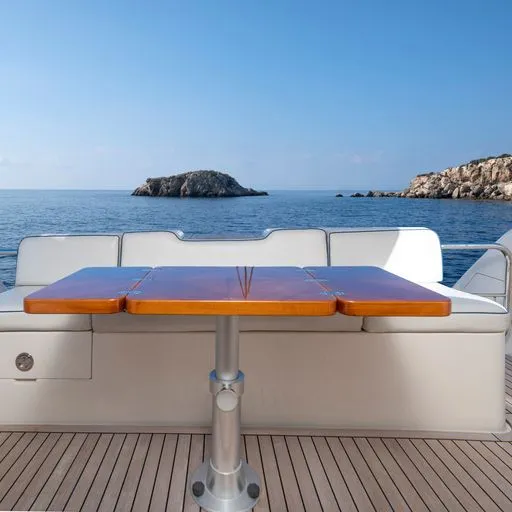 Deck of C&A, a Uniesse 55 motorboat at Τροκαντερό, Greece