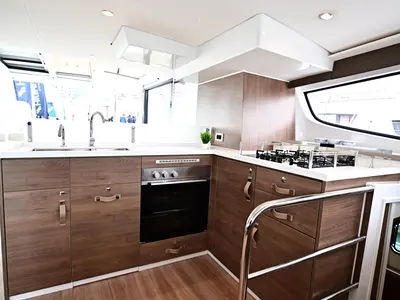 Galley of Cloe, a Bali 4.6 catamaran at Olbia, Italy