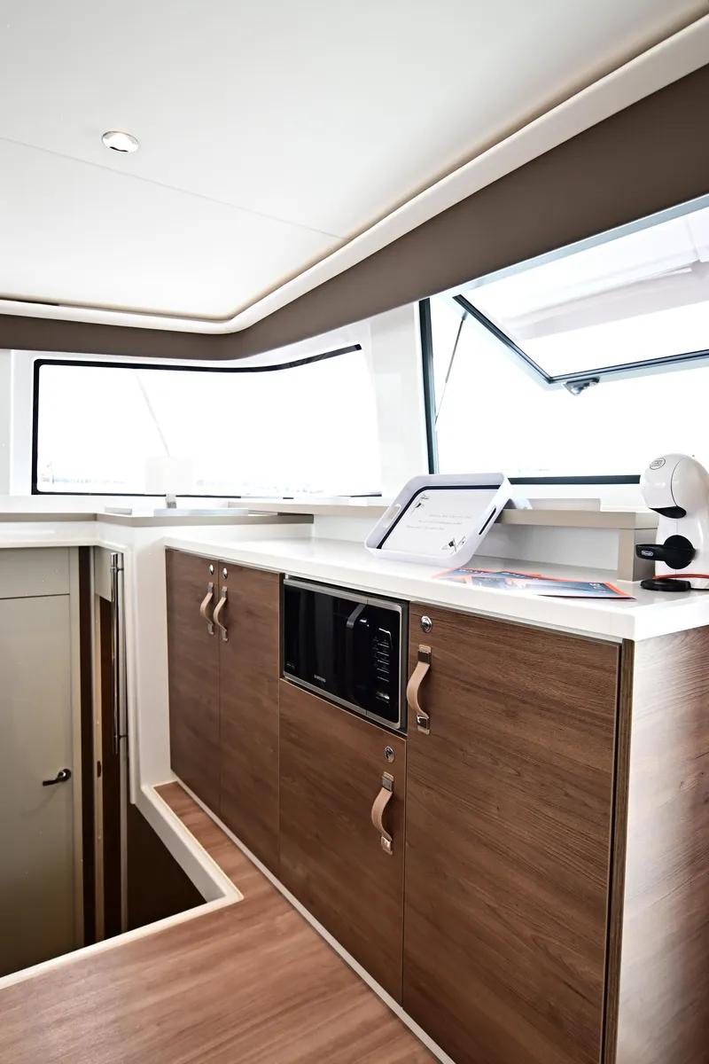 Galley of Cloe, a Bali 4.6 catamaran at Olbia, Italy