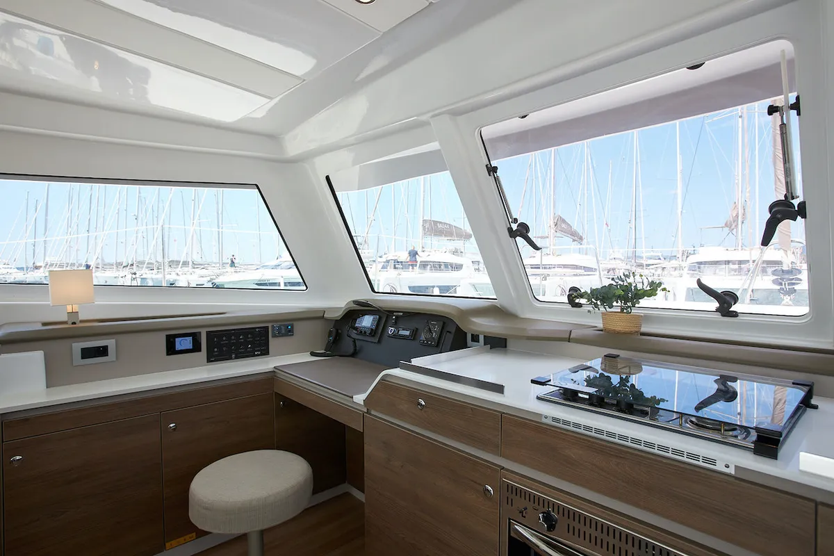 Galley of Meme, a Bali Catspace catamaran at Grad Kaštela, Croatia