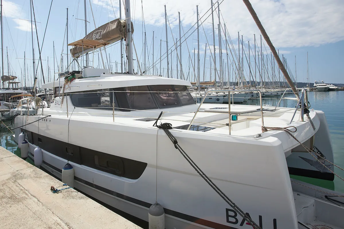 Exterior view of Meme, a Bali Catspace catamaran at Grad Kaštela, Croatia