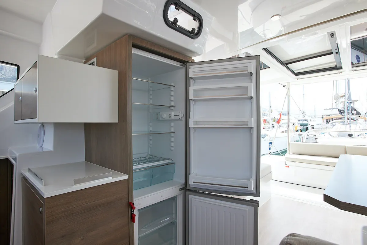 Galley of Meme, a Bali Catspace catamaran at Grad Kaštela, Croatia