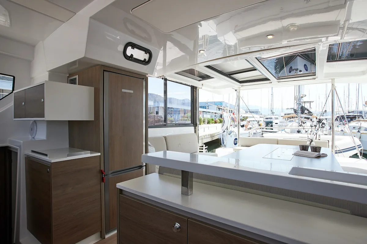 Galley of Meme, a Bali Catspace catamaran at Grad Kaštela, Croatia