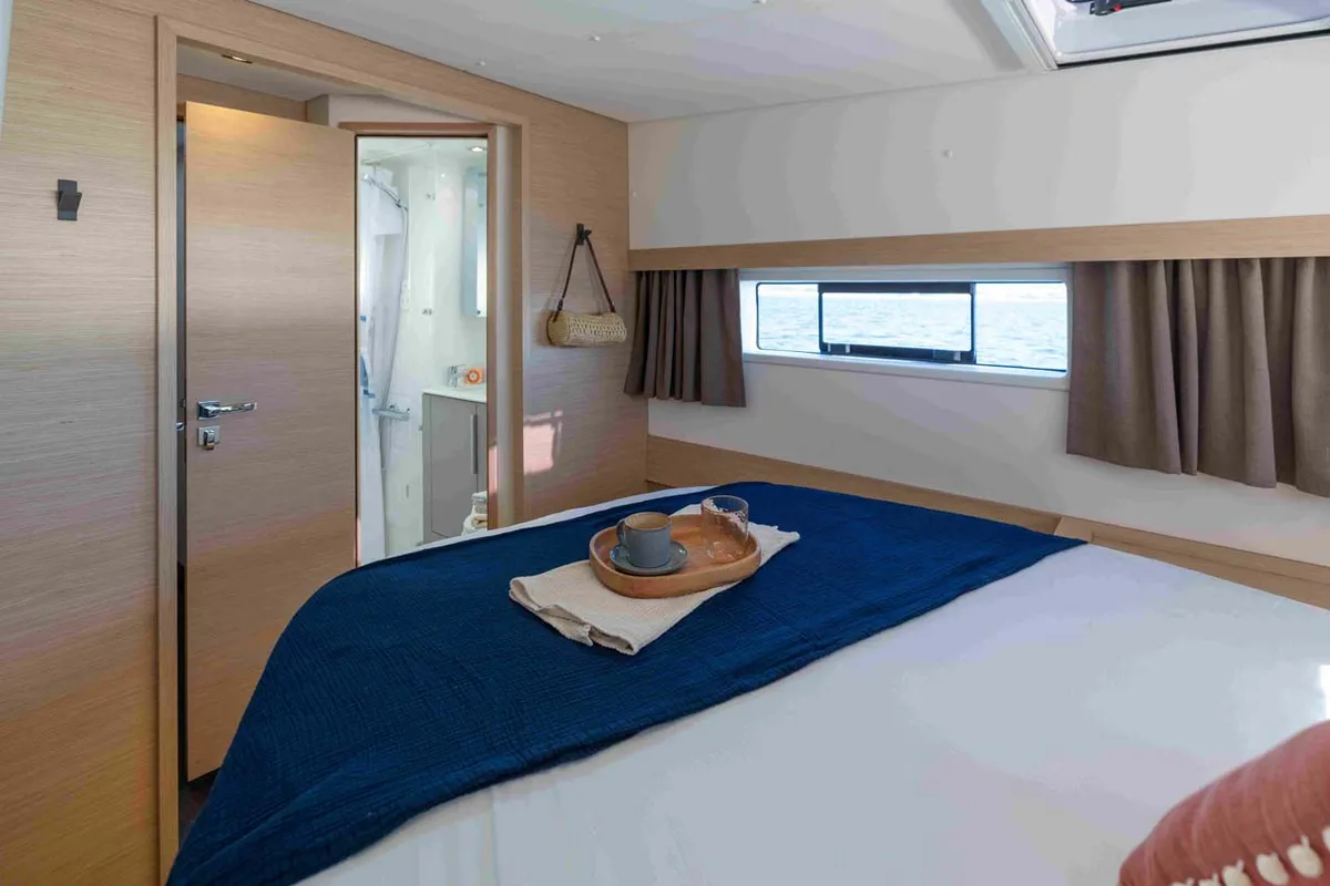 Cabin on Blue Escape, a Fountaine Pajot FP 44 Quatuor catamaran at Grad Šibenik, Croatia