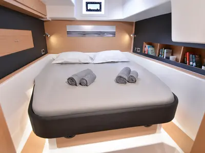 Cabin on Caipirinha, a Dufour Catamaran 48 catamaran at Naousa, Greece