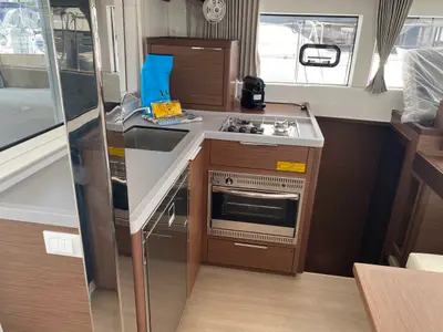 Galley of Koralia, a Lagoon 40 catamaran at Olbia, Italy