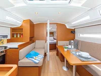 Zheng Yi Sao (郑一嫂), a Jeanneau Sun Odyssey 410 sailboat at Athens, Greece