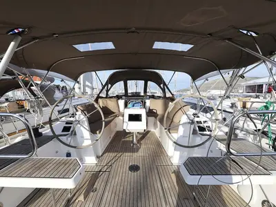 Cockpit of Amore, a Bavaria C38 Style sailboat at Grad Trogir, Croatia