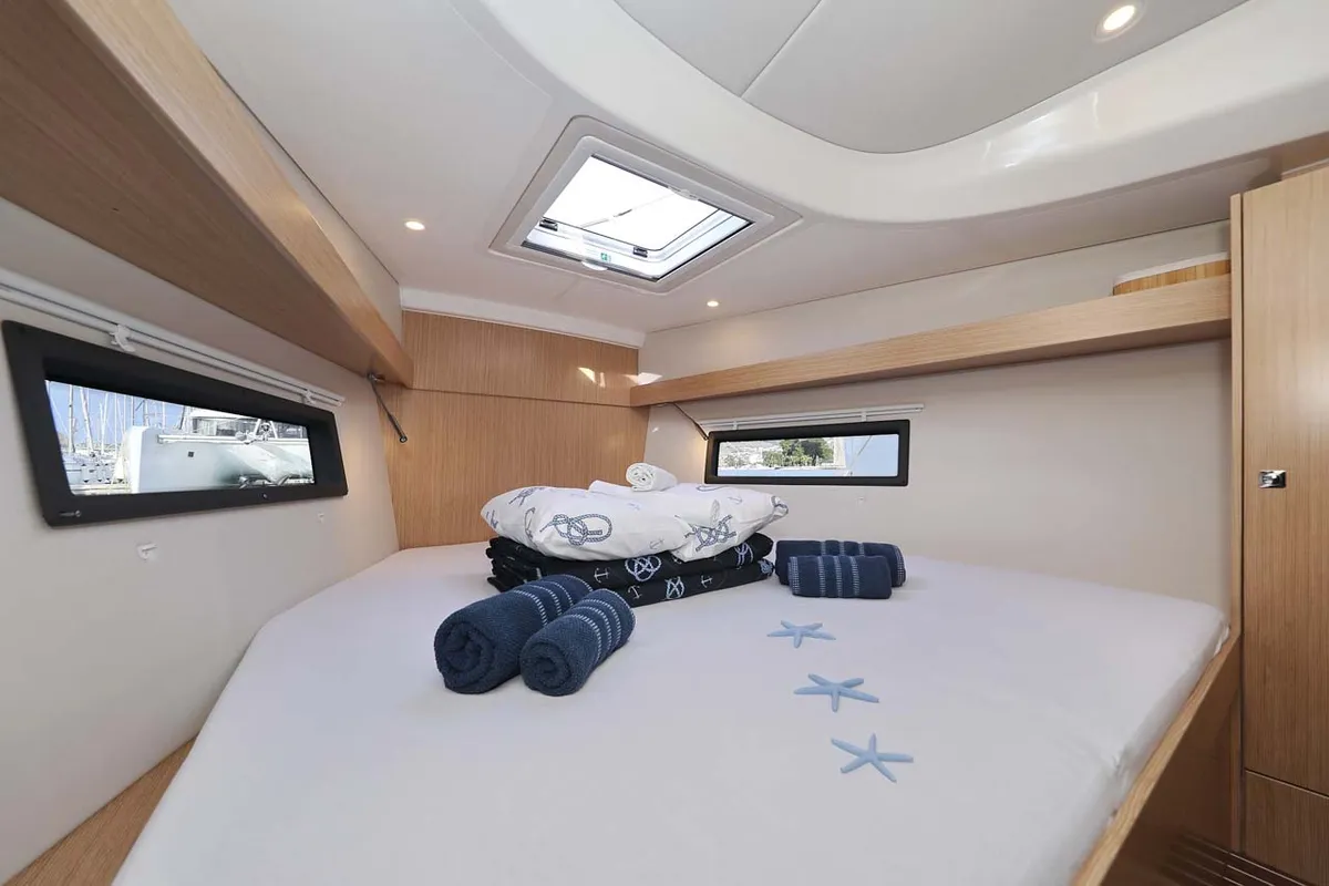 Cabin on Amore, a Bavaria C38 Style sailboat at Grad Trogir, Croatia