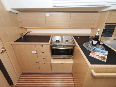 Galley of Amore, a Bavaria C38 Style sailboat at Grad Trogir, Croatia