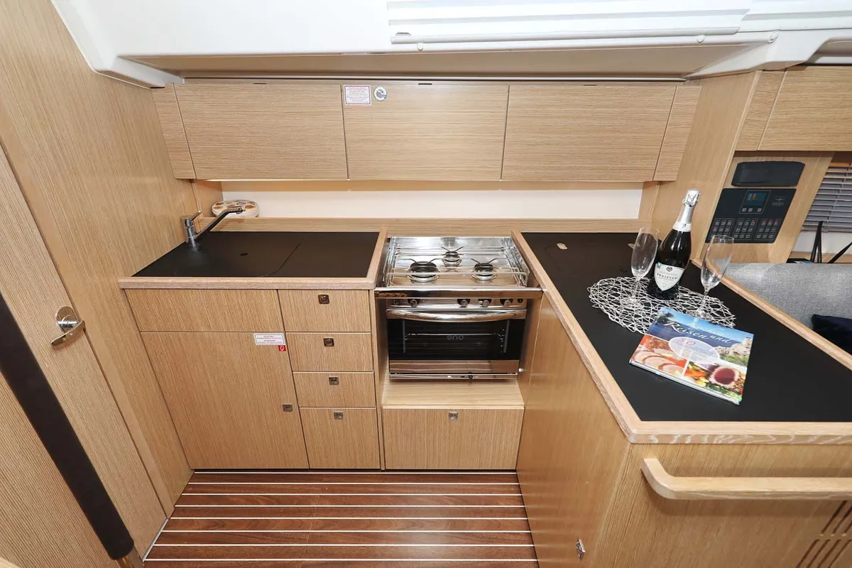 Galley of Amore, a Bavaria C38 Style sailboat at Grad Trogir, Croatia