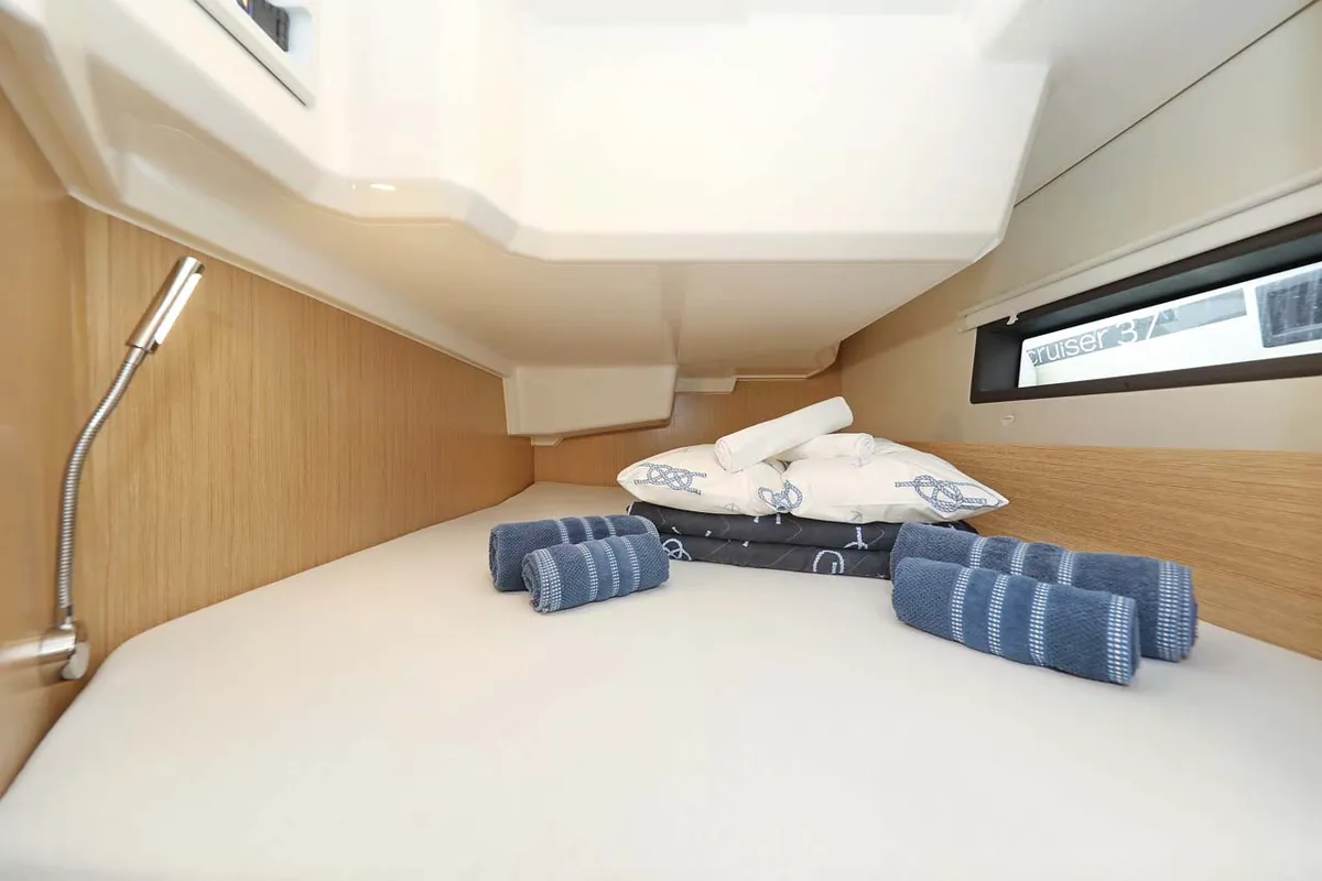 Cabin on Amore, a Bavaria C38 Style sailboat at Grad Trogir, Croatia