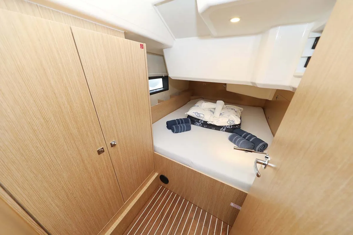 Cabin on Amore, a Bavaria C38 Style sailboat at Grad Trogir, Croatia