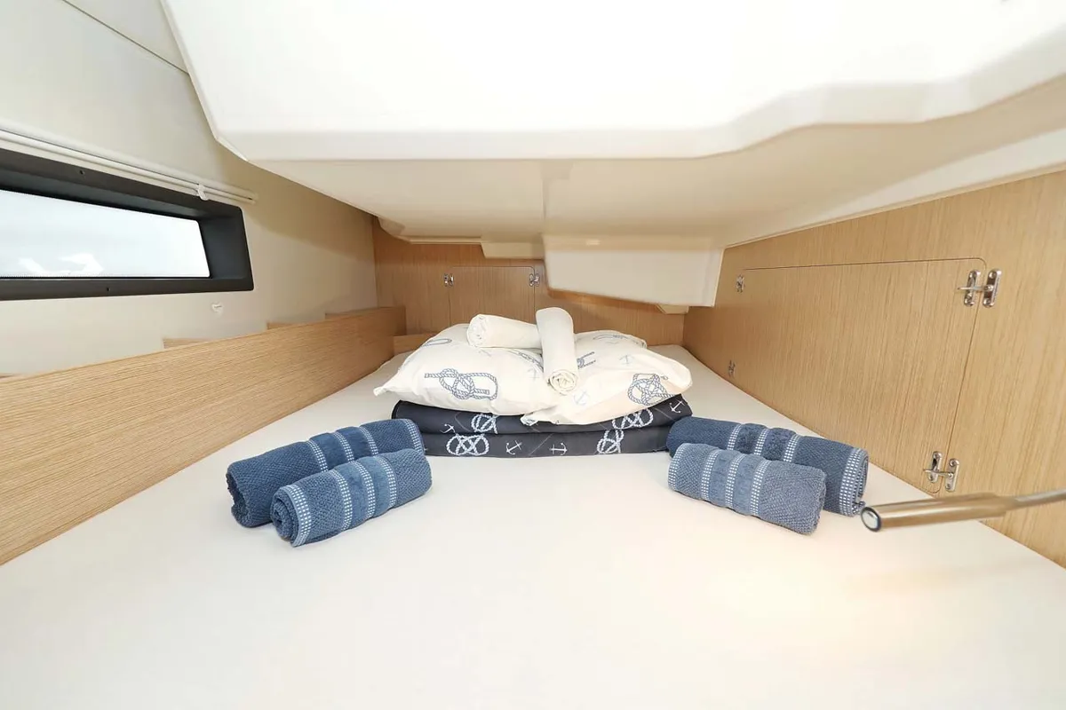 Cabin on Amore, a Bavaria C38 Style sailboat at Grad Trogir, Croatia