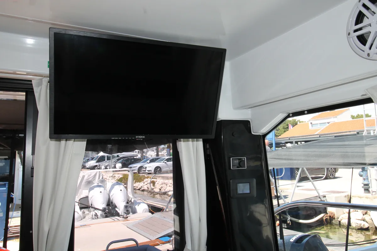 Navis Amoris, a Jeanneau Merry Fisher 895 Serie2 motorboat at Grad Biograd na Moru, Croatia