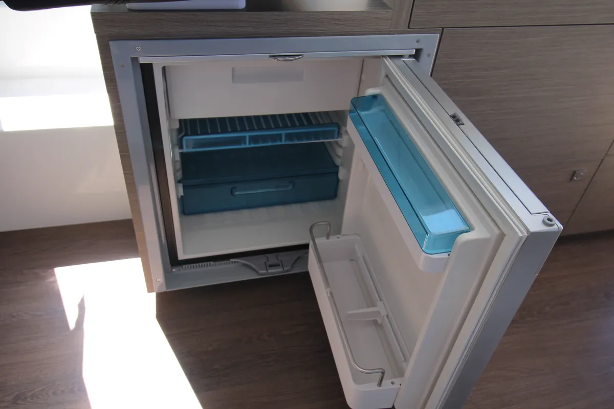 Galley of Navis Amoris, a Jeanneau Merry Fisher 895 Serie2 motorboat at Grad Biograd na Moru, Croatia