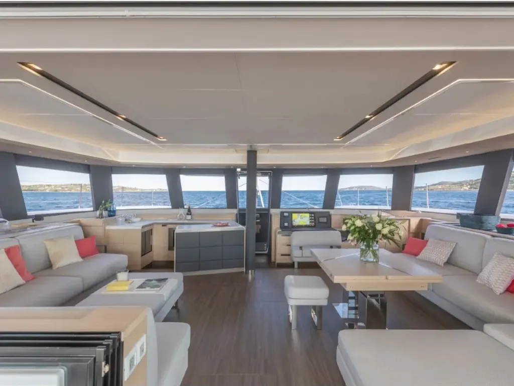 Salon of Premium +, a Fountaine Pajot Alegria 67 catamaran at Grad Trogir, Croatia