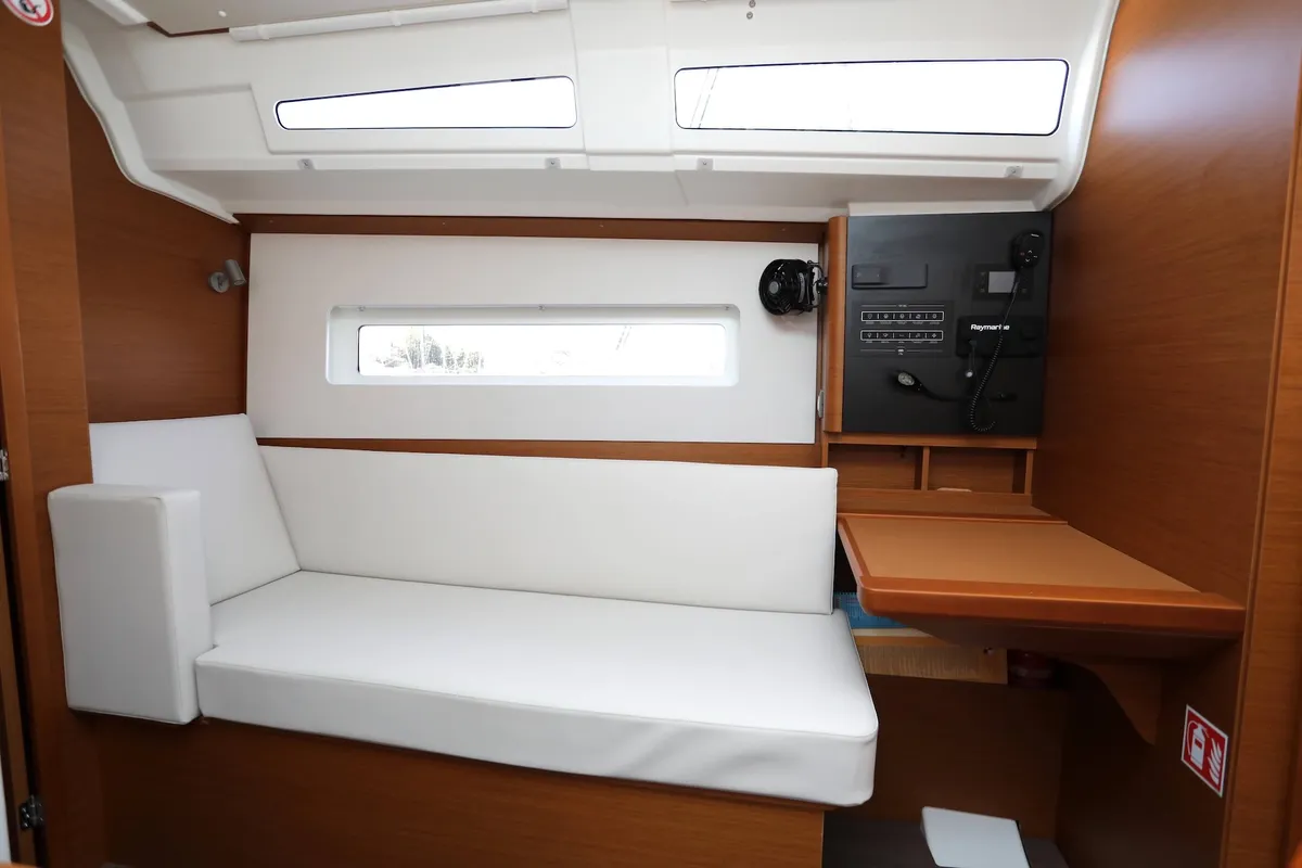 Salon of Red Kiss, a Jeanneau Sun Odyssey 380 sailboat at Grad Pula, Croatia