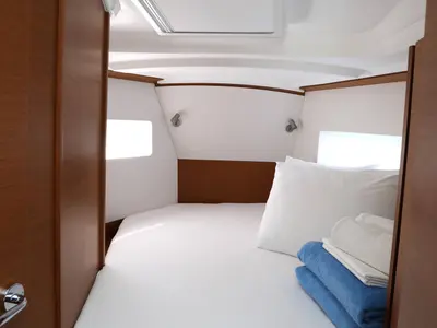 Cabin on Red Kiss, a Jeanneau Sun Odyssey 380 sailboat at Grad Pula, Croatia