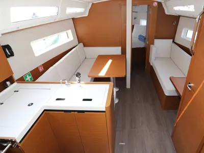 Galley of Red Kiss, a Jeanneau Sun Odyssey 380 sailboat at Grad Pula, Croatia