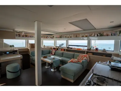 Salon of Lagoon 55, a catamaran at Capo d'Orlando, Italy