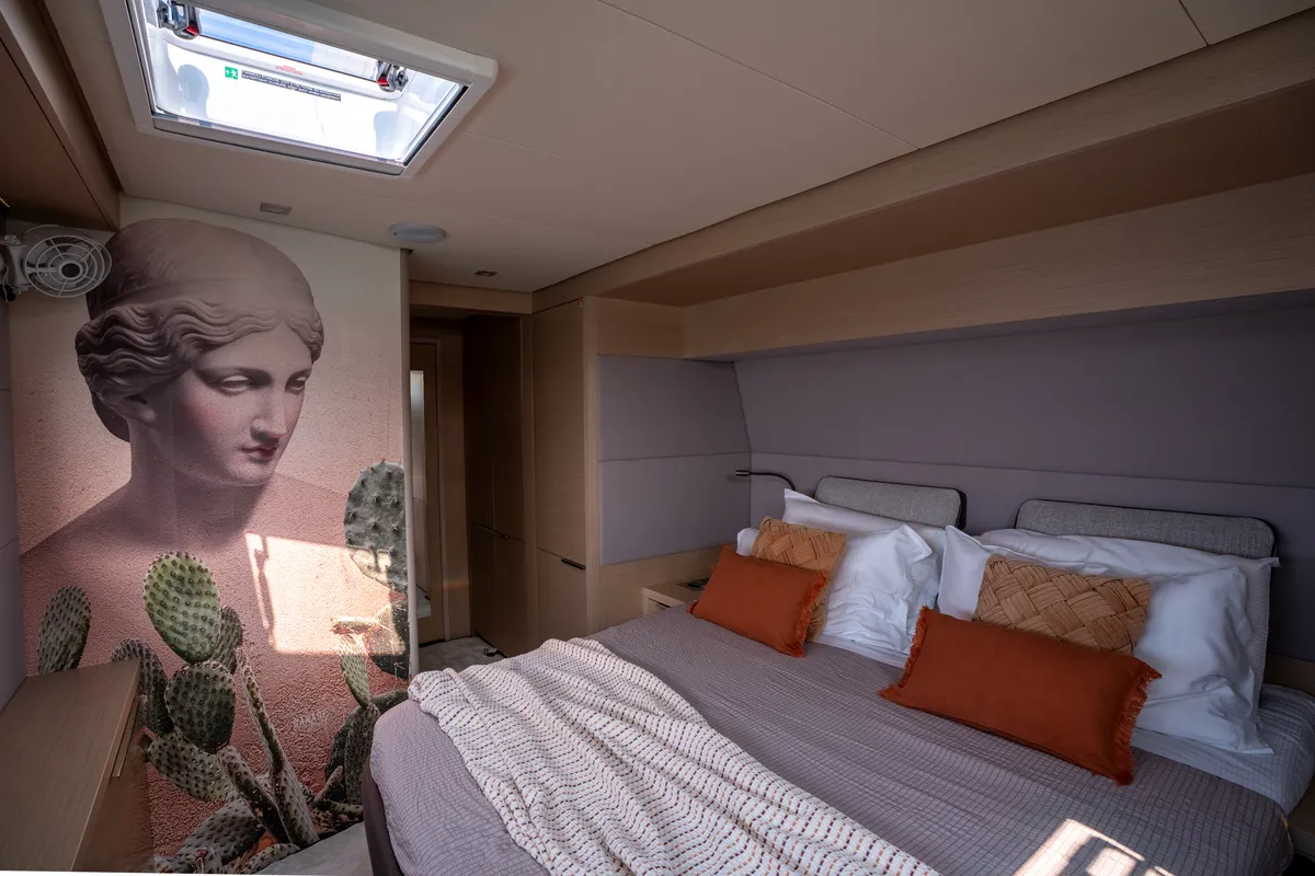 Cabin on Lagoon 55, a catamaran at Capo d'Orlando, Italy