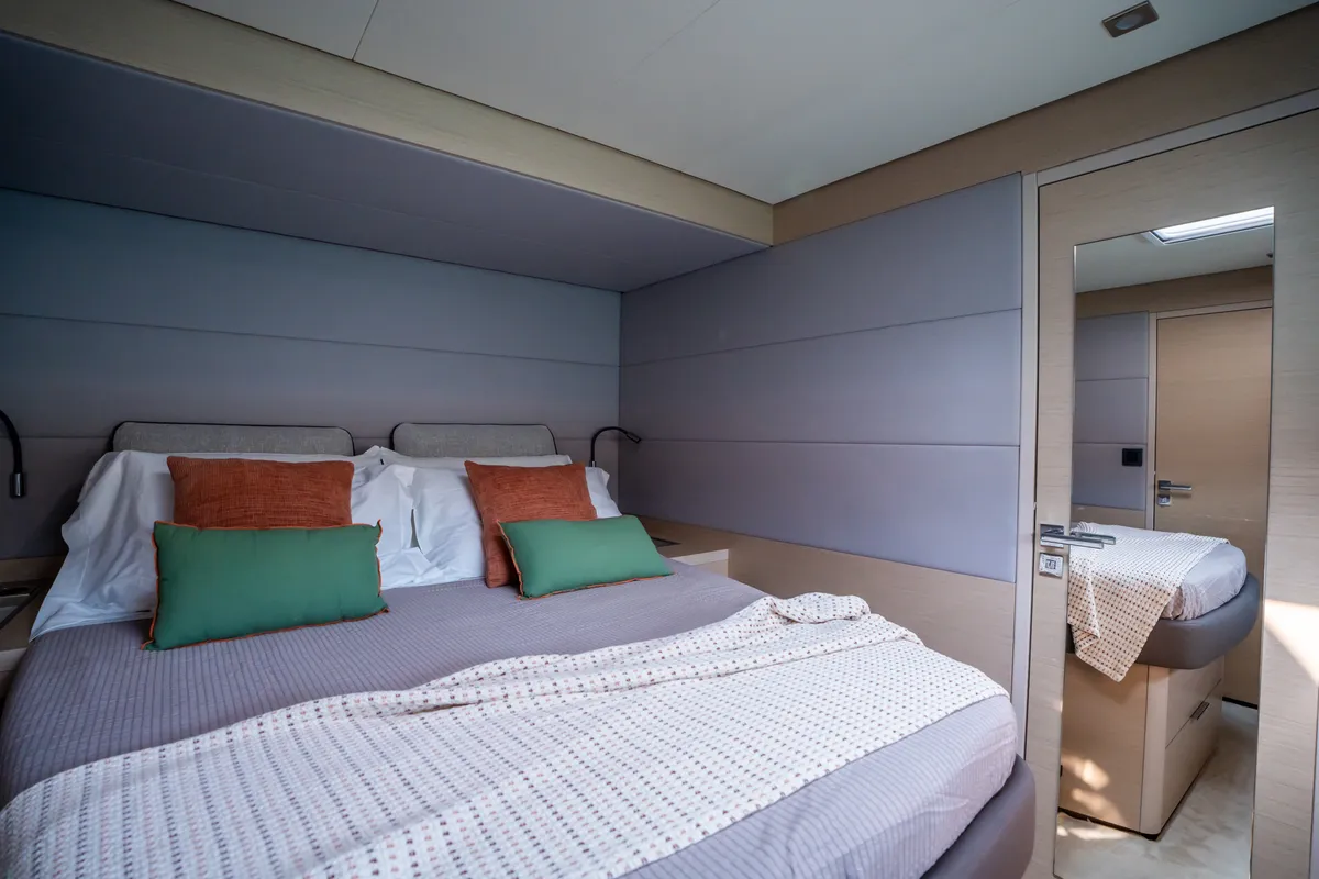 Cabin on Lagoon 55, a catamaran at Capo d'Orlando, Italy