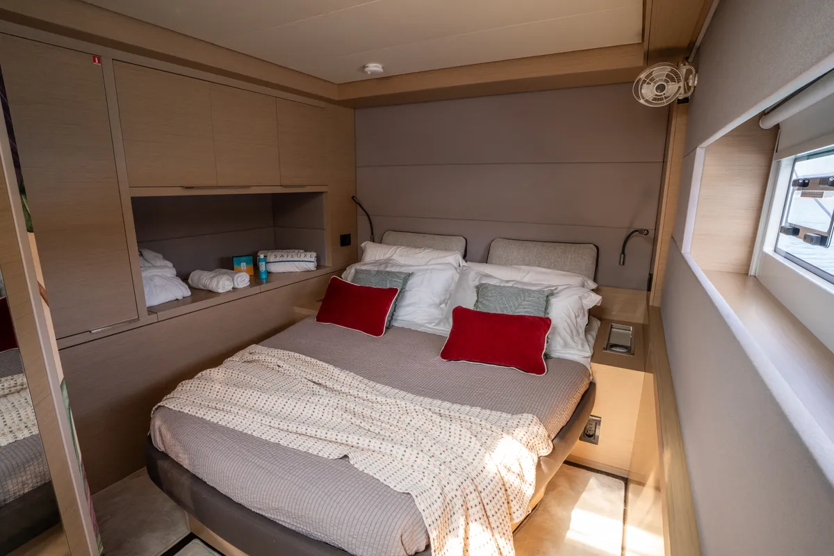 Cabin on Lagoon 55, a catamaran at Capo d'Orlando, Italy